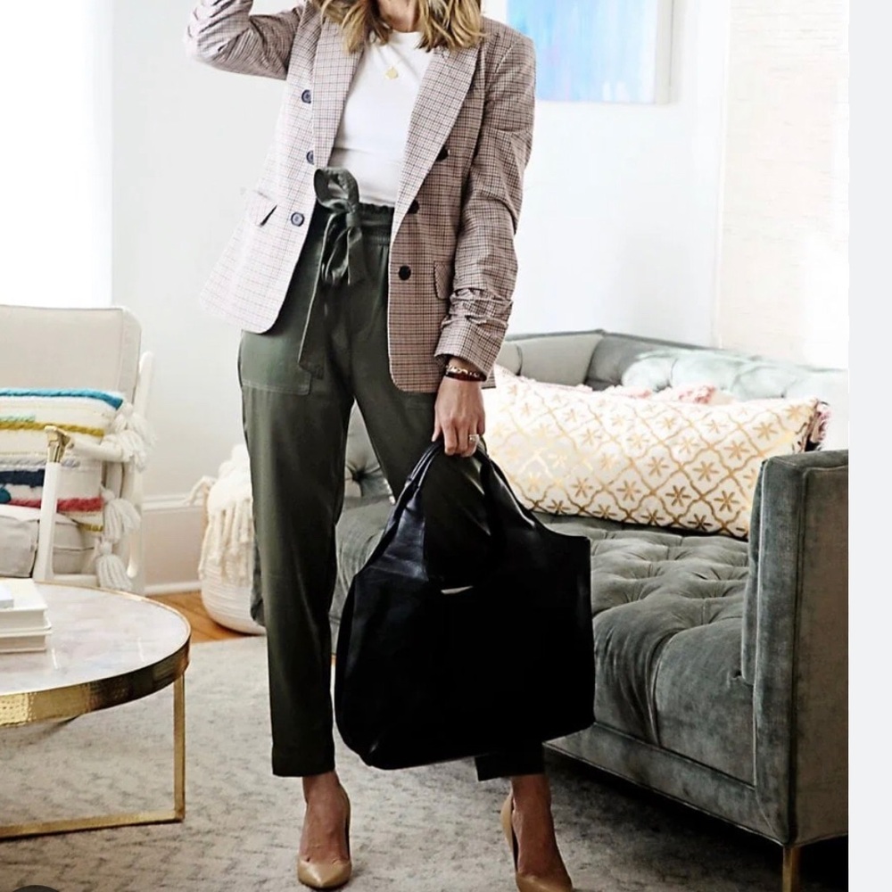 NWT Ann Taylor Olive Green High Waist Tapered Cropped Ankle Pants size Small